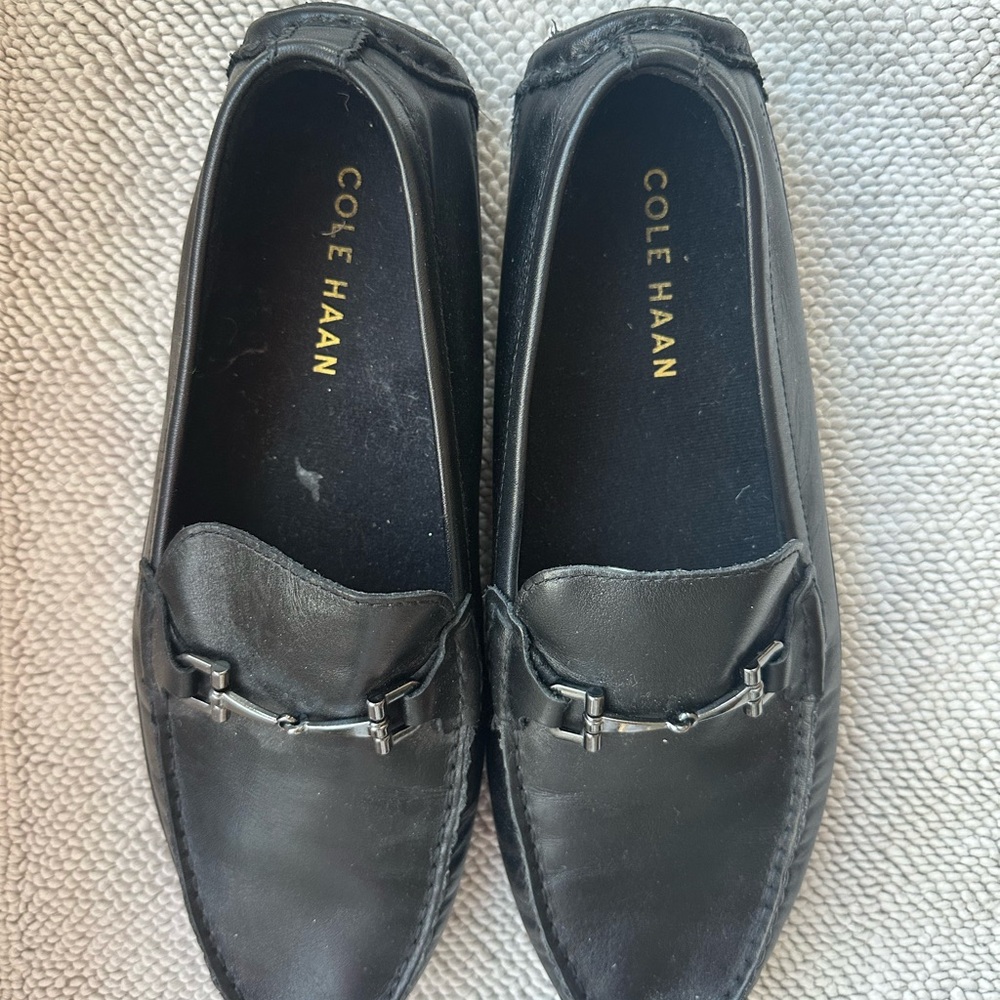 Cole Haan Black Leather Bit-Trim Loafers